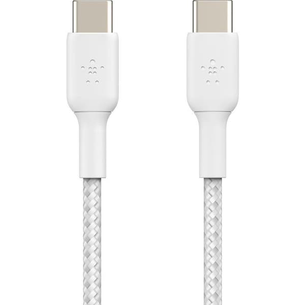 Flätad kabel - BELKIN - USB-C till USB-C - 2 m - Vit