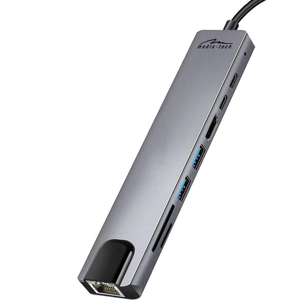 MEDIA-TECH USB-HUB 8-I-1 GIGA LAN-HUB MT5046