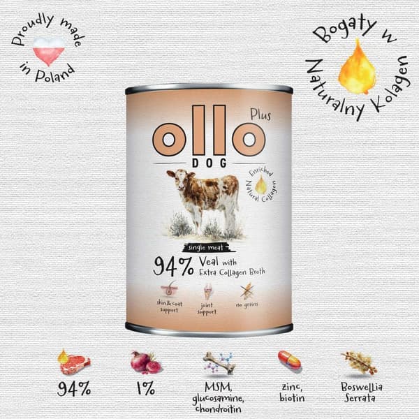 OLLO Plus Kollagen Kalvefoder - vådfoder til hunde - 400 g