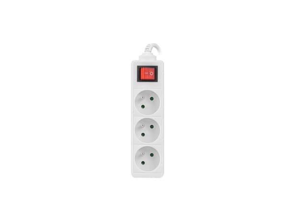 LANBERG Kopplingslist 3M Vit, 3X 230V PL, Med Strömbrytare