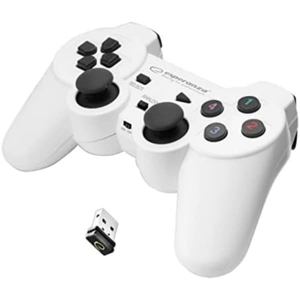Trådløs spilcontroller - Esperanza - GX600 - Hvid - Vibration - Kompatibel med PC/PS3