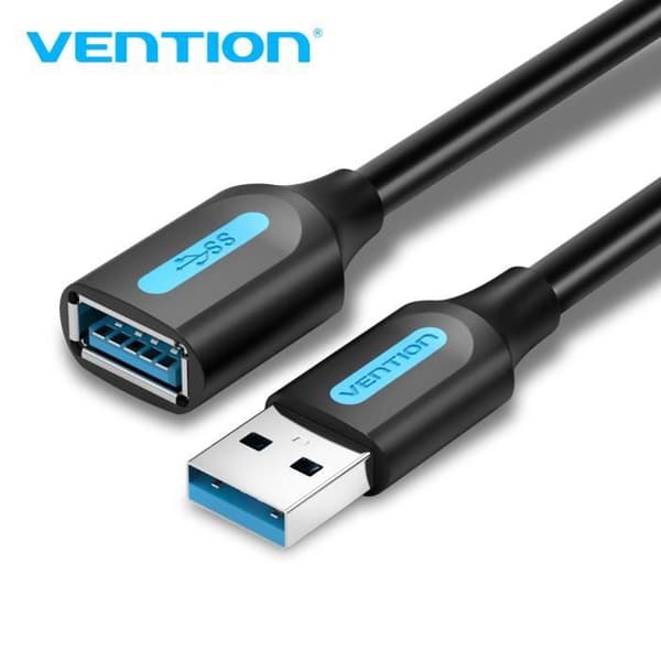 USB 3.0 forlængerkabel - VENTION - 0.5M - Sort - Højhastighedsdataoverførsel - USB han/hun