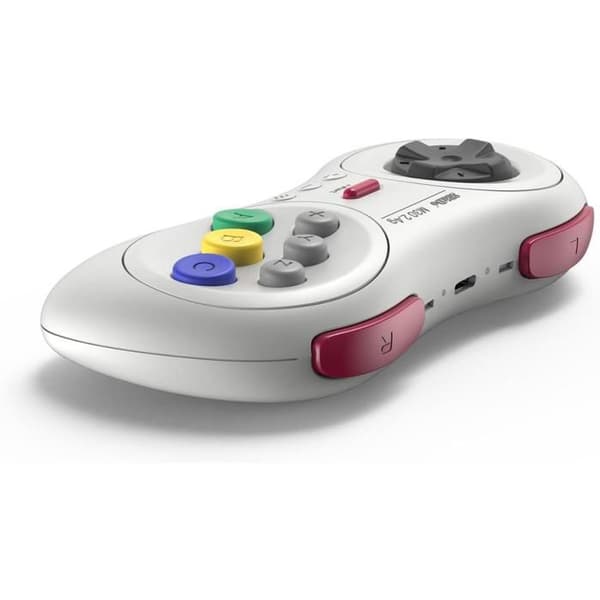 8bitdo Trådløs controller med 8 knapper, hvid farve, kompatibel med Switch, Sega Genesis mini & Mega Drive mini