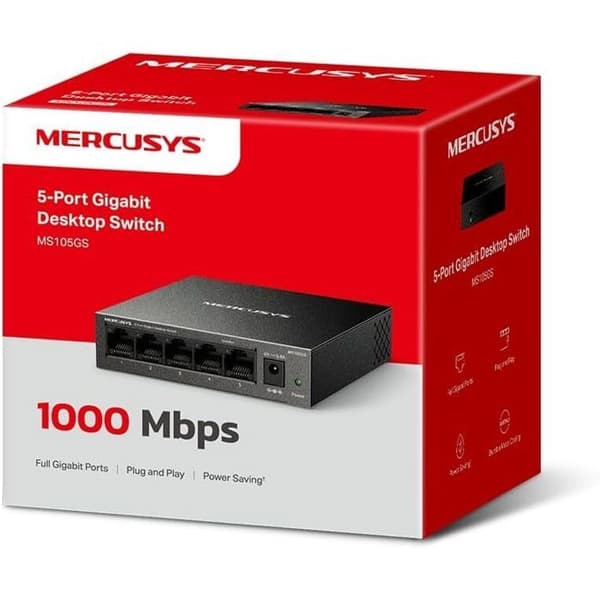Gigabit Ethernet-switch - MERCUSYS - MS105GS - 5 portar - Metallchassi - Tyst