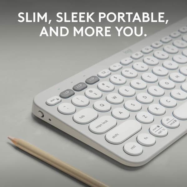 Clavier - Logitech - Pebble Keys 2 K380s - QWERTY US - Bluetooth - Hvid