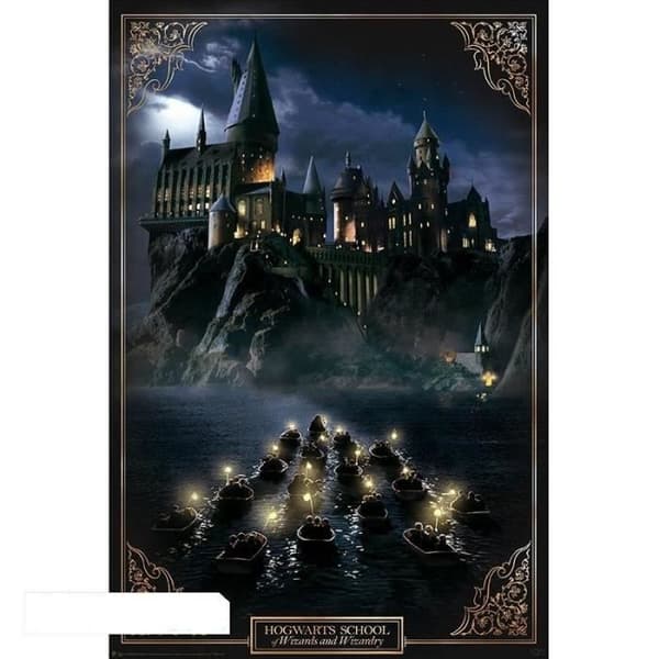 Plakat - Harry Potter - Hogwarts Slot - Multifarvet - Sort - Rektangulær
