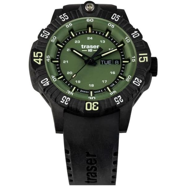 Ur - TRASER - 110727 - Kvarts - Rustfrit stål - Sort gummirem