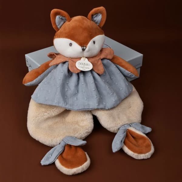 Doudou flad Ræv Timo sensorisk 29cm - DOUDOU ET COMPAGNIE - BAMSE/Doudous - Orange - Polyester / Bomuld