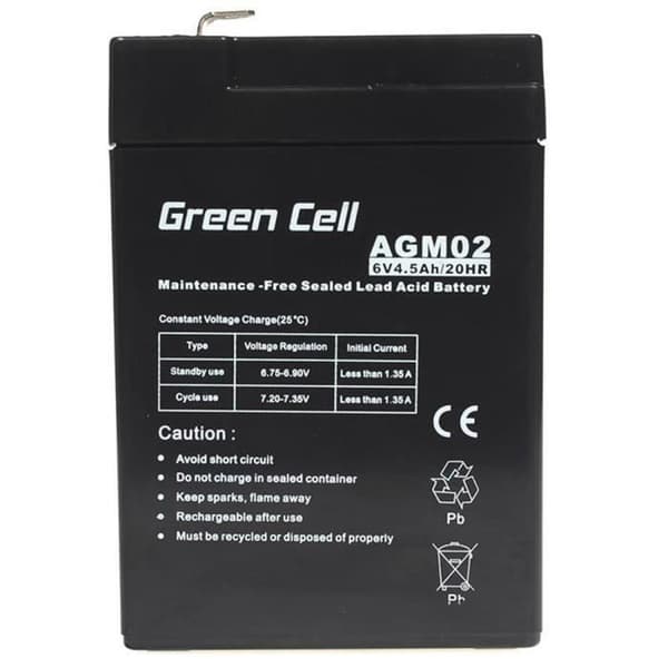 AGM VRLA batteri Green Cell 6V 4.5Ah