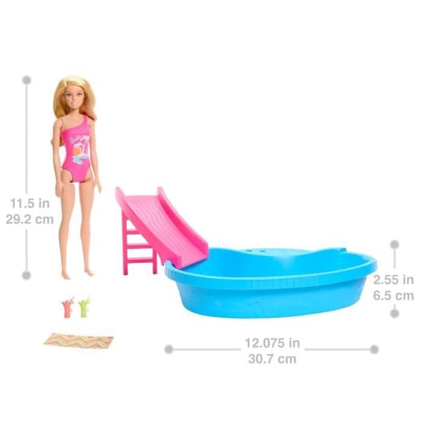 Barbie-docka och tillbehör-Blond dockask med drömpool HRJ74