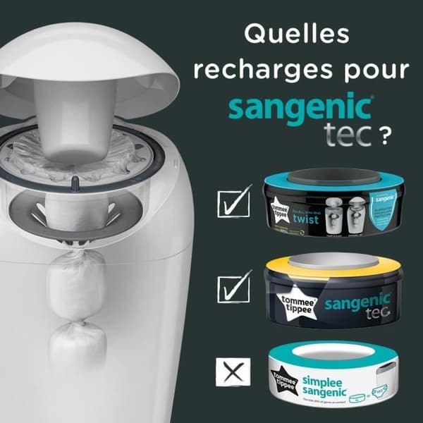 Tommee Tippee blöja Bin Refills för Twist & Click och Sangenic TEC, 12-pack