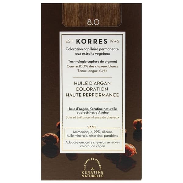 Korres arganolie permanent farvesæt 8.0 lys blond