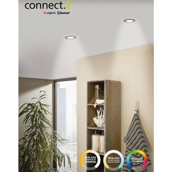 Kit 1 indbygget Zigbee bluetooth spot Saliceto hvid/farver, rund sort