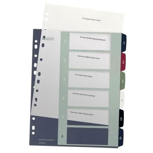 LEITZ utskrivbara extra breda polypropenavdelare