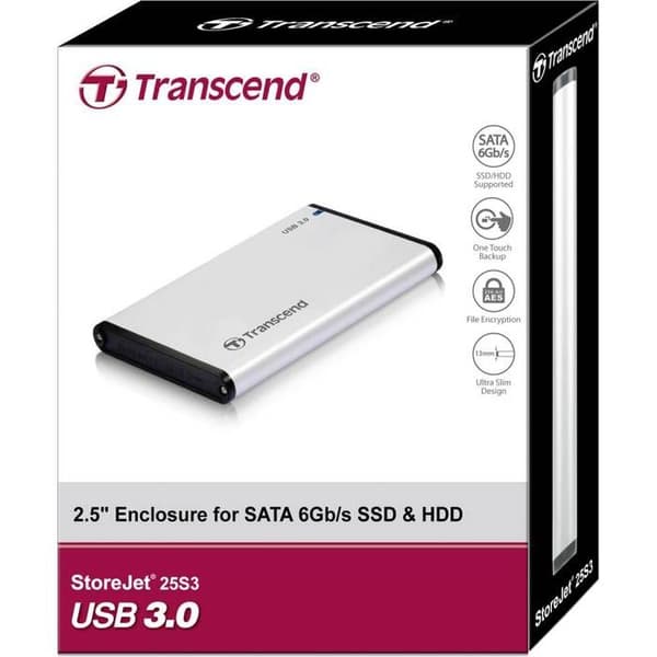 Extern hårddiskhölje - TRANSCEND - StoreJet 2,5" - 1 TB - Grå - HDD S3