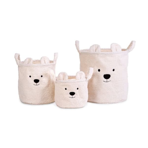 Set med 3 förvaringskorgar teddy Vit Krossad