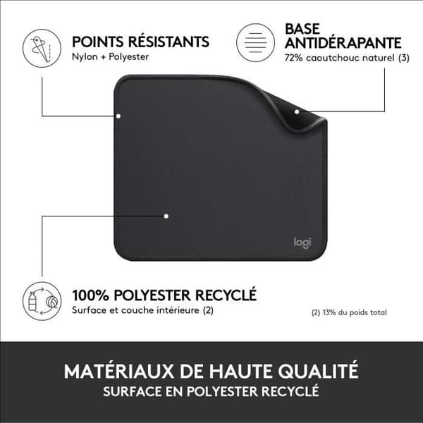 Musemåtte - Logitech - Studio Series - Easy Glide - Sort