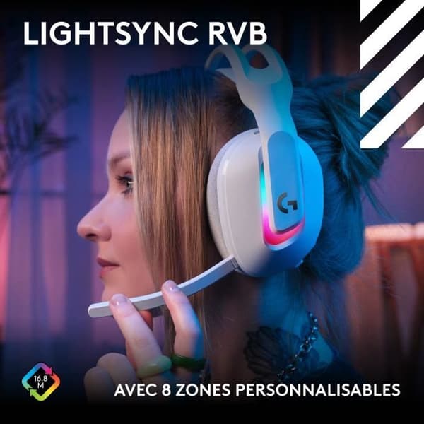 Gaming headset - trådlös - Logitech G - Astro A20 X - Lightspeed - Vit