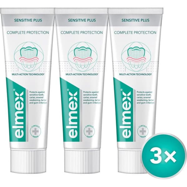 ELMEX Sensitive Plus Skydd komplett 3× 75 ml