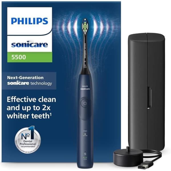 Elektrisk tandbørste - PHILIPS - Sonicare 5500 - 2 tilstande - Trykadvarsel - Blå