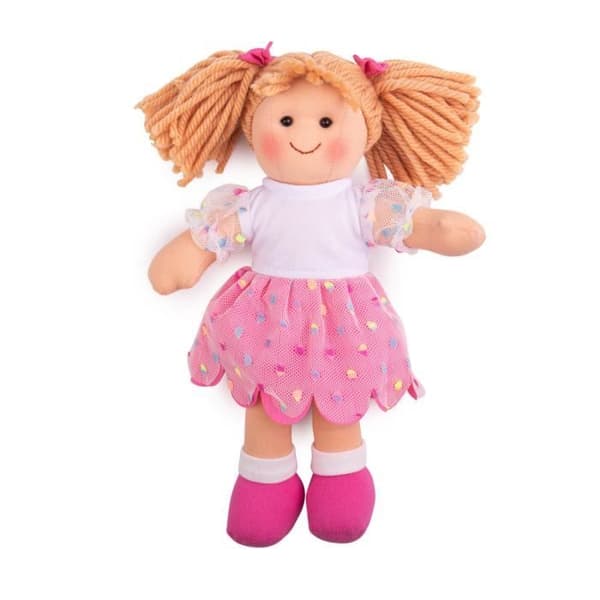 Plushdocka - BIGJIGS - Darcie - 28 cm - Rosa - Lämplig för småbarn