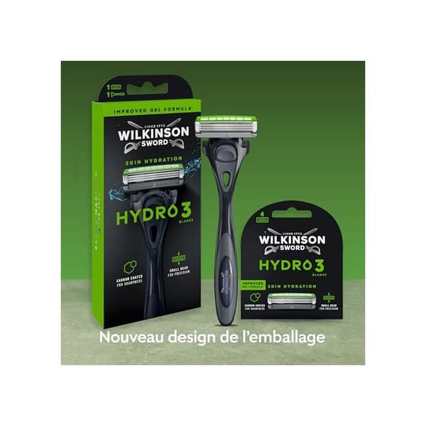 Razorblade - WILKINSON SWORD - Hydro 3 - 3 blade - Dobbelt smøring - Hydrerende gel