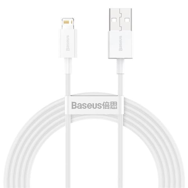 BASEUS 2m 2.4A hurtigopladningsdatakabel Kompatibel med iPhone, Hvid