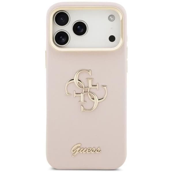 Guess Grained Big 4G Stativ Kameraetui til iPhone 17 Pro Max 6.9" Pink