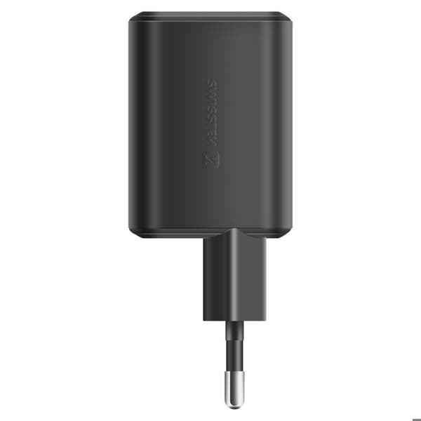 USB-C 45W / USB-A 18W GaN PD / QC Swissten Sort Strømforsyning