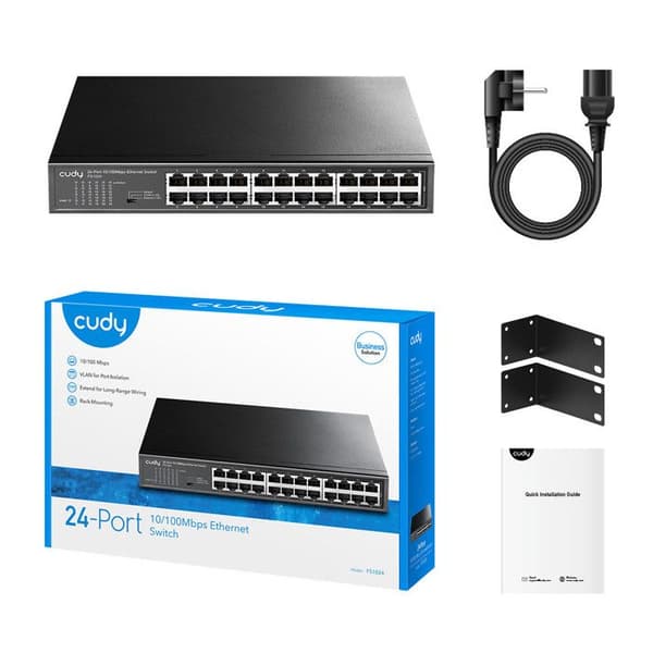 Cudy netværksswitch 24 porte 10/100 Mbps Rackmount FS1024 til rackmontering
