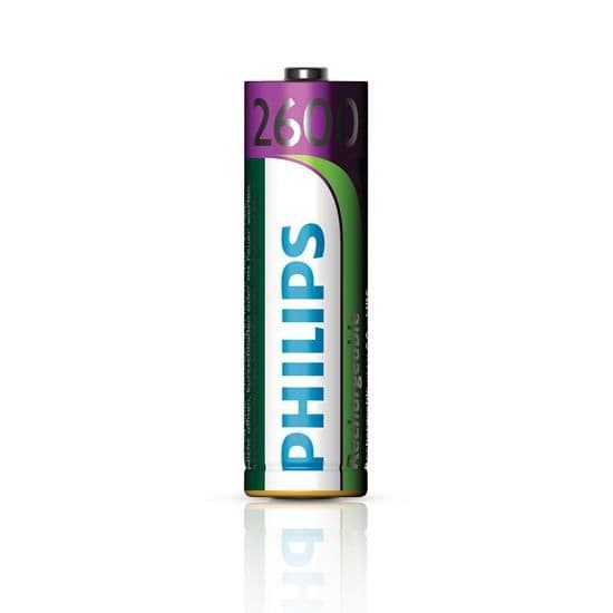 Pack med 4 uppladdningsbara Philips AA LR6 2600 mAh