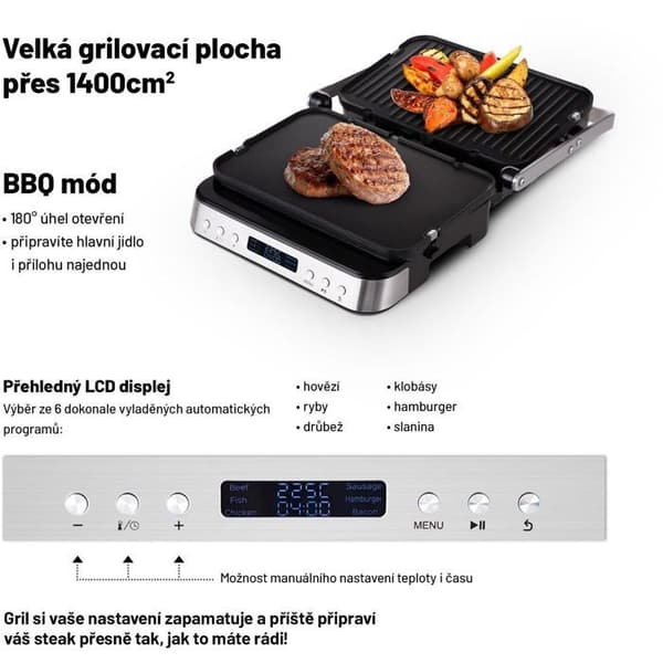 El-grill - LAUBEN - 2000ST - 3 i 1 - Bærbar - Rustfrit stål
