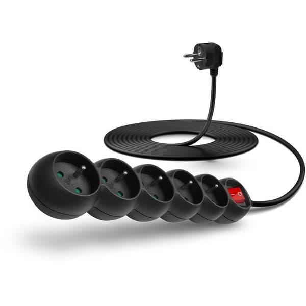 Forlængerkabel - CONNECT - 5 stik - 5m - 230V - Sort