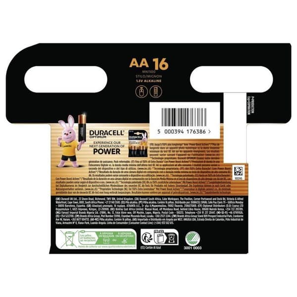 Duracell Plus Power Boost MN1500 Batteri LR6 (AA) 1,5 V 16 stk.
