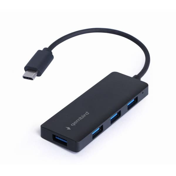 USB-C 3.1 Hub - Gembird - 4 porte - Sort - Kompakt - Elegant