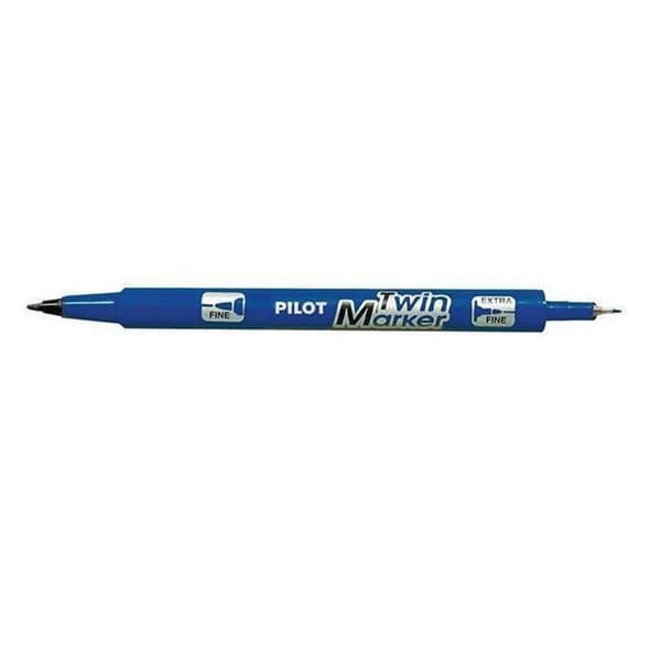 Marker - PILOT - TWIN MARKER - Uudslettelig - Blå - 2 spidser (fin & medium)