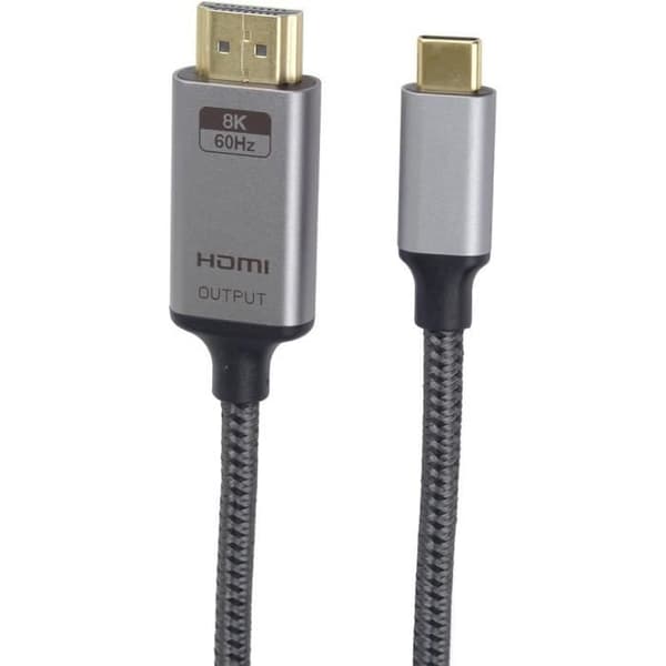 USB-C til HDMI 2.1 - PREMIUM KABEL - 8K - 2m - Plug-and-play - Sort
