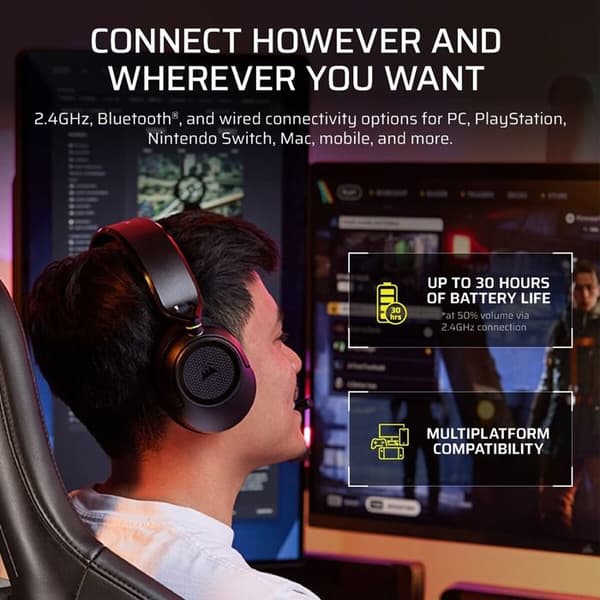 Corsair HS35 v3 Carbon trådlösa spelheadset