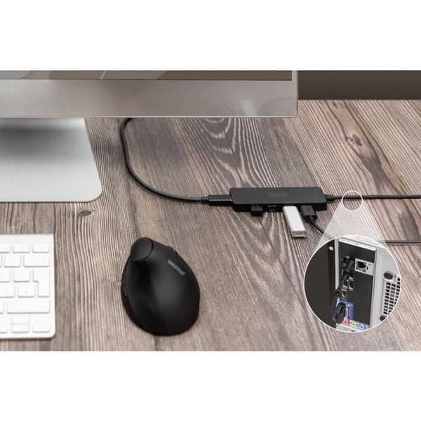 USB 3.0 Hub - Digitus - DA-70236 - 4 porte - Sort - Dataoverførsel 5 Gb/s