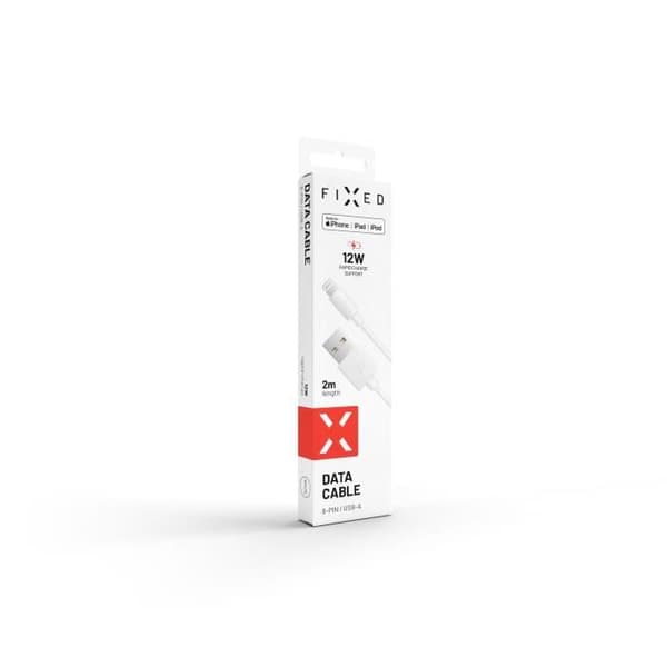 FAST langt data- og ladekabel med USB-Lightning-stik, 2 meter, MFI-certificering, 20W, hvid