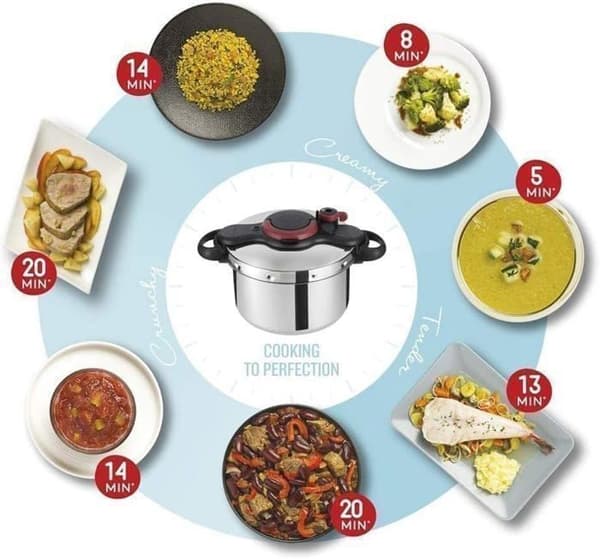 Trykkoger - TEFAL - ClipsoMinut'® Easy - Rustfrit stål - 7,5 L - Koger 2x hurtigere