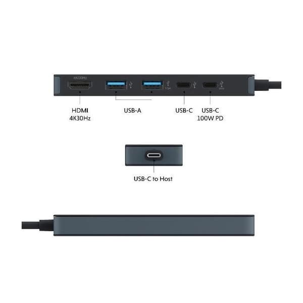 USB-C Hub - TARGUS - HyperDrive Flex - 5 porte - Kompakt - Sort