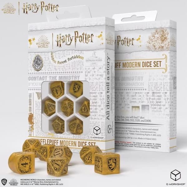 Harry Potter terninger HUFFLEPUFF MODERN TERNINGE SÆT - GUL (7) Q WORKSHOP