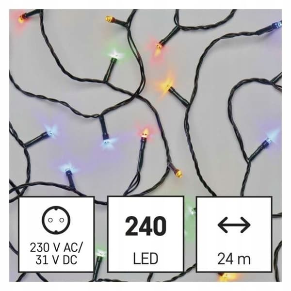 Julelys guirlande, multicolor, 240 LED, 24 m