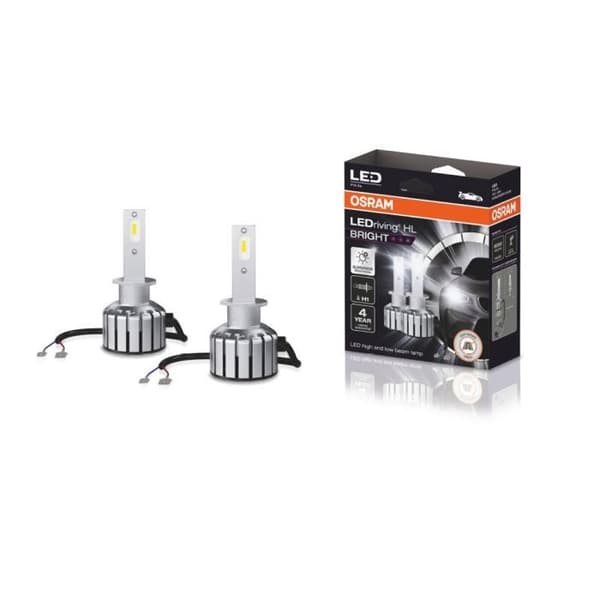 2 LED-driven HL-billjuslampor - Osram - LED - Bright H1