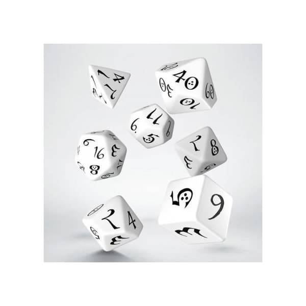 Sæt med 7 terninger - Classic RPG - Hvid og sort
