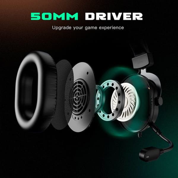 Fifine H6X Professionelt USB RGB Gaming Headset, sort