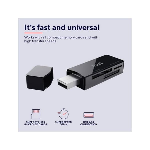 TRUST Nanga Kortlæser (MS, SD, microSD, MS Micro) USB 3.1 Gen 1