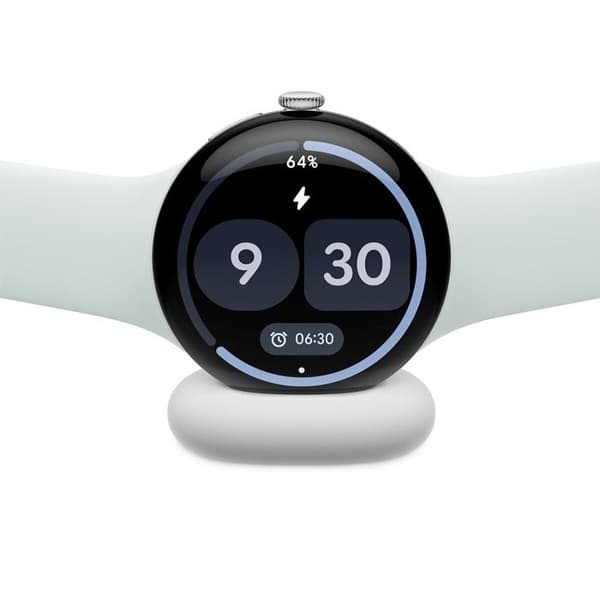 Google Pixel Watch 5 41 mm Bluetooth Silver med grå och grön gummiband