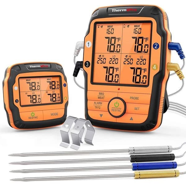 Digital køkkentermometer - THERMOPRO - TP27B - 4 sonder - Timer - Lydalarm